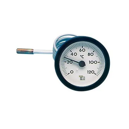 Thermomètre rond D.57 de 0/120°C Capillaire : 1000 mm